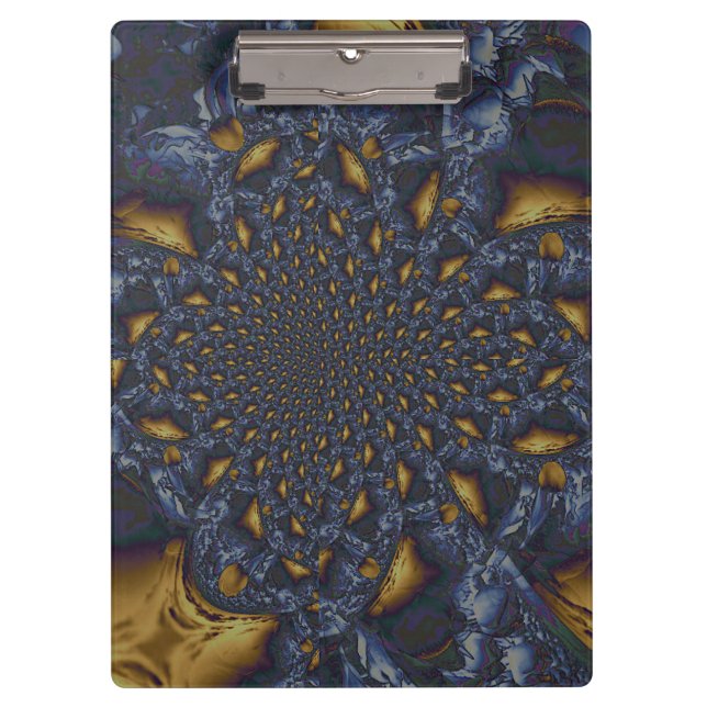 Gold and Silver Blue Molten Metal Clipboard (Front)