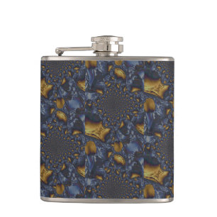 Gold and Silver Blue Molten Metal Hip Flask