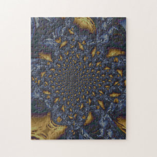 Gold and Silver Blue Molten Metal Jigsaw Puzzle