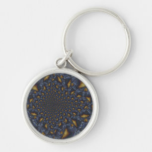 Gold and Silver Blue Molten Metal Key Ring