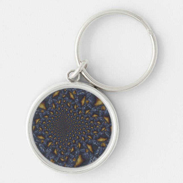 Gold and Silver Blue Molten Metal Key Ring (Front)