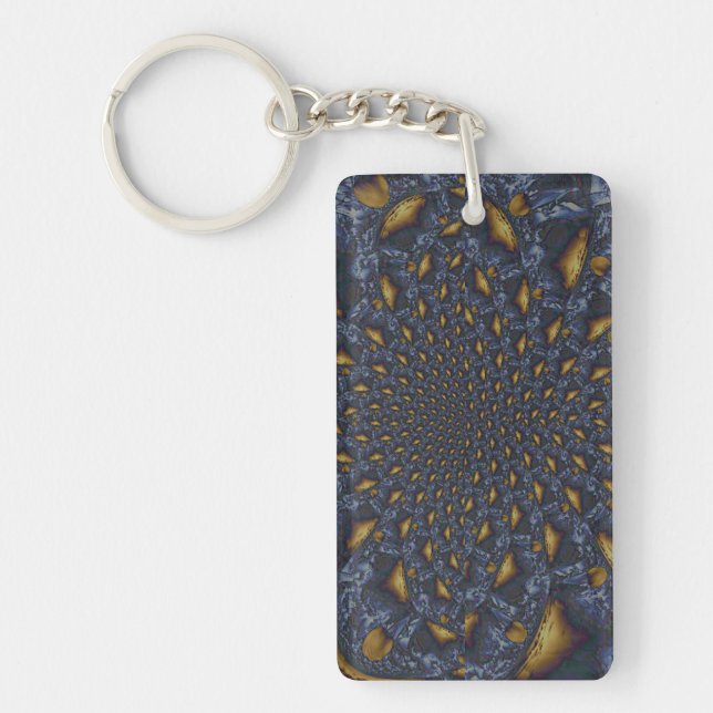 Gold and Silver Blue Molten Metal Key Ring (Front)