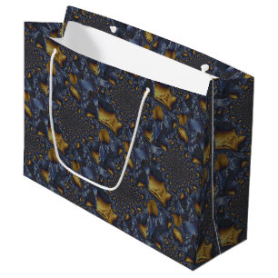 Gold and Silver Blue Molten Metal Large Gift Bag