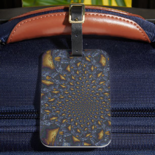 Gold and Silver Blue Molten Metal Luggage Tag