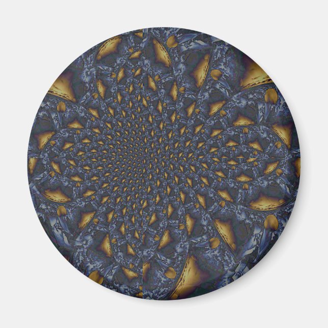 Gold and Silver Blue Molten Metal Magnet (Front)