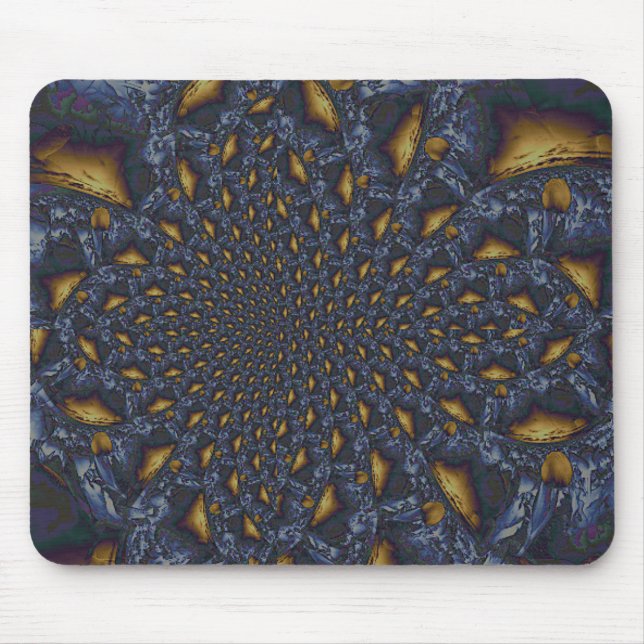Gold and Silver Blue Molten Metal Mouse Mat (Front)