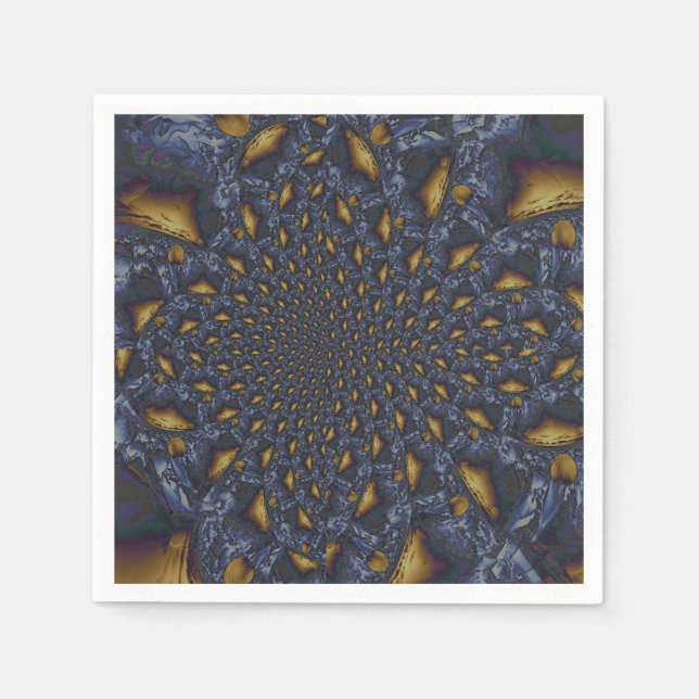 Gold and Silver Blue Molten Metal Napkin (Front)