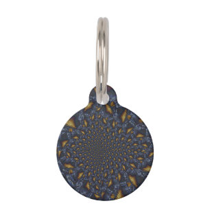Gold and Silver Blue Molten Metal Pet Tag