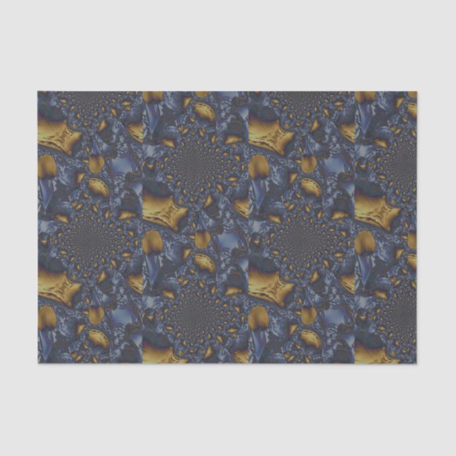 Gold and Silver Blue Molten Metal Tissue Paper (Front)