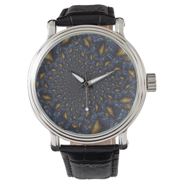Gold and Silver Blue Molten Metal Watch (Front)
