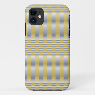 Gold and Silver (Checkers and Stripes) iPhone 11 Case