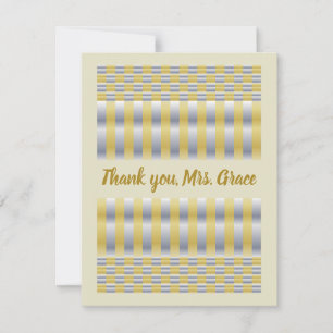 Gold and Silver (Checkers and Stripes) Thank You Card