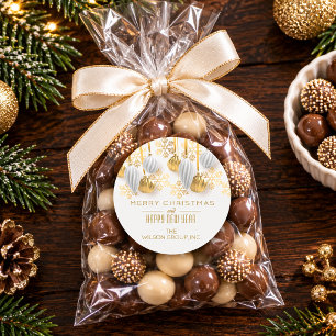 Gold and Silver Christmas Ornaments Classic Round Sticker