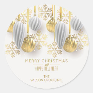 Gold and Silver Christmas Ornaments  Classic Round Sticker