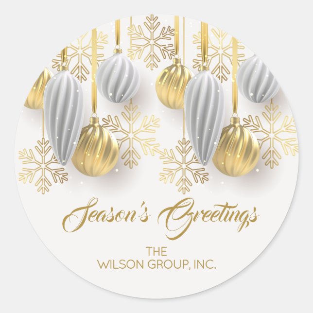 Gold and Silver Christmas Ornaments  Classic Round Sticker (Front)