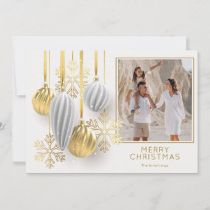 Gold and Silver Christmas Ornaments Photo Holiday Card