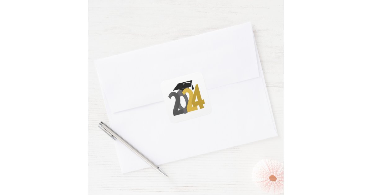 Gold and Silver Class of 2024 Square Sticker Zazzle