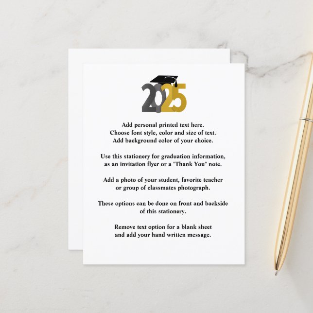 Gold and Silver Class of 2025 Grad Announcement (Front/Back In Situ)