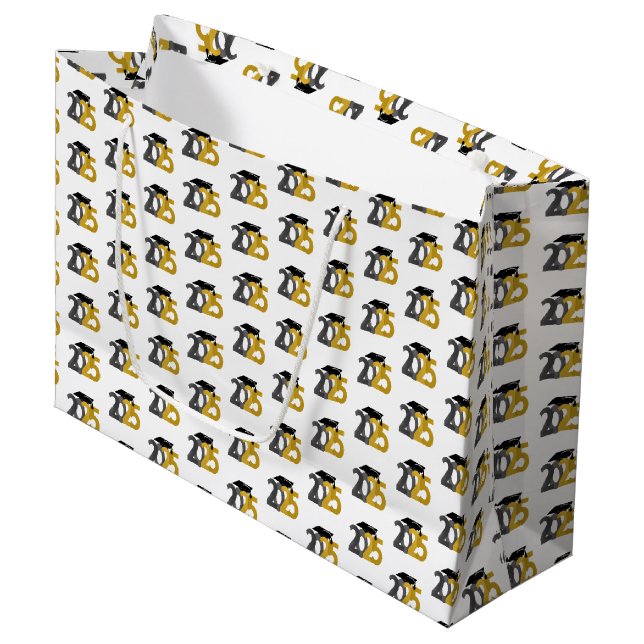 Gold and Silver Class of 2025 Graduation Large Gift Bag (Front Angled)