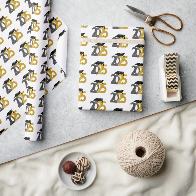 Gold and Silver Class of 2025 Graduation Wrapping Paper (Crafts)