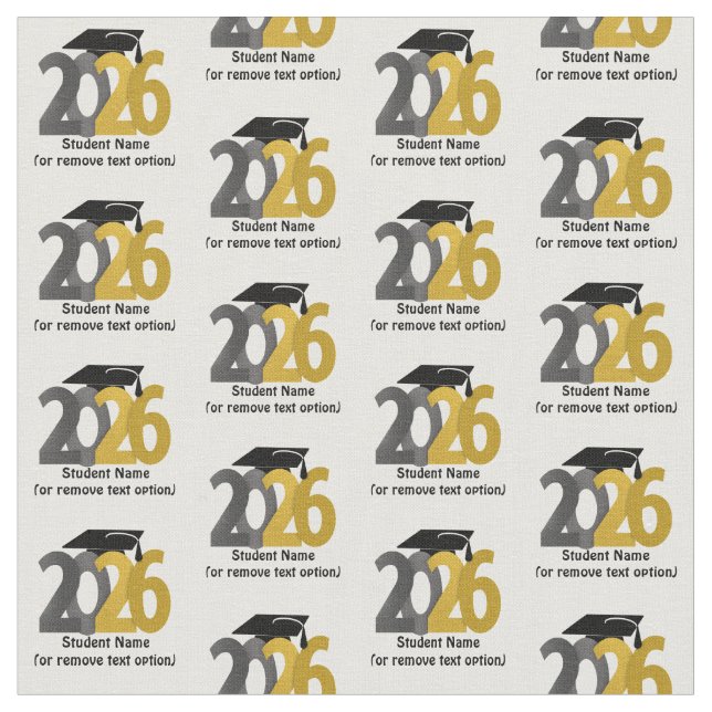 Gold and Silver Class of 2026 Graduation Fabric (Close Up)