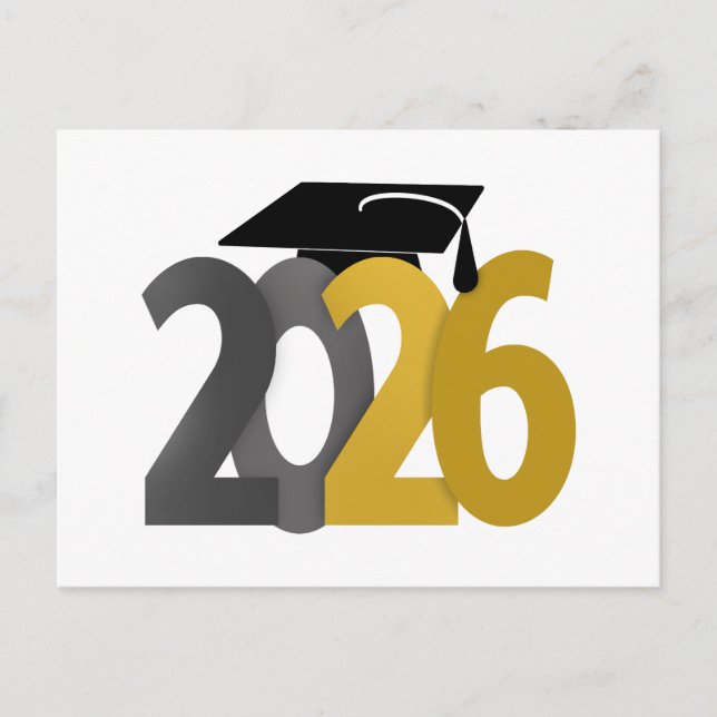 Gold and Silver Class of 2026 Graduation Postcard (Front)