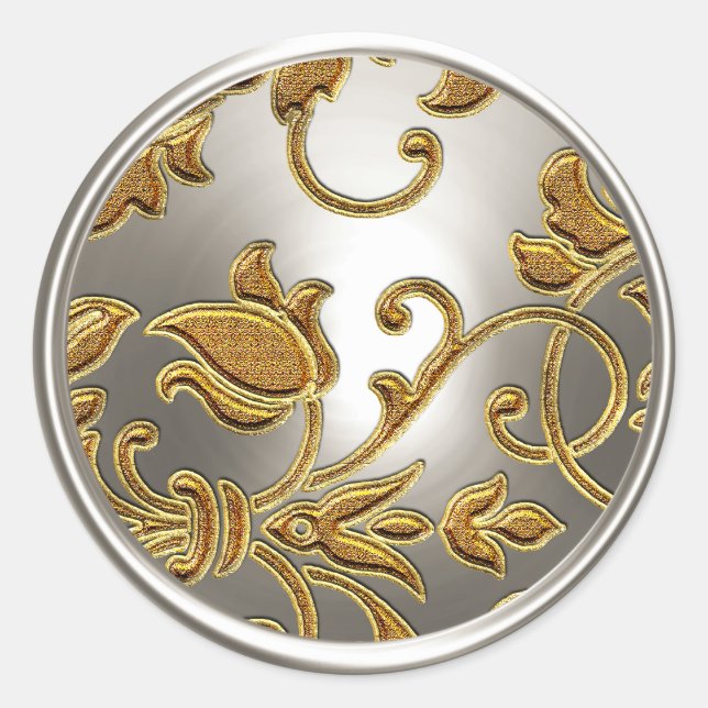 Gold and Silver Damask Envelope Seal (Front)