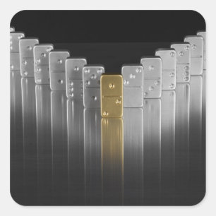 Gold and silver dominoes square sticker