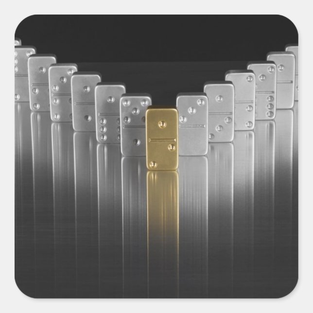 Gold and silver dominoes square sticker (Front)