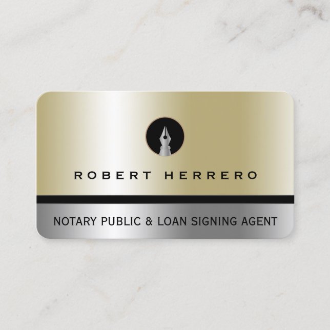 Gold and silver faux metallic texture business card (Front)