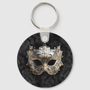 Gold and Silver Filigree Venetian Mask Key Ring