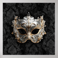 Gold and Silver Filigree Venetian Mask