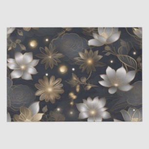 Gold and Silver Flowers Decoupage /  Tissue Paper