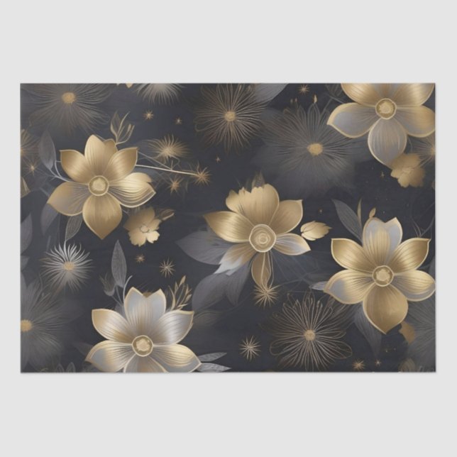 Gold and Silver Flowers Decoupage /  Tissue Paper (Front)
