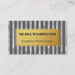 Gold and Silver Foil Striped Fashionista Business Card