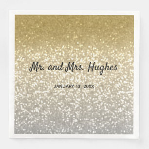 Gold and Silver glitter crystals elegant wedding Napkin
