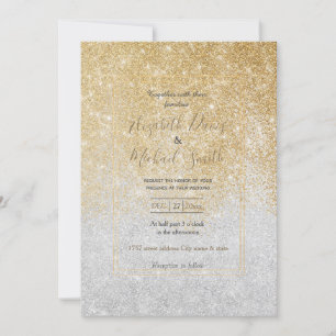 Gold and Silver Glitter Ombre Luxury Design Invitation