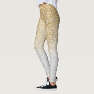 Gold and Silver Glitter Ombre Luxury Design  Leggings