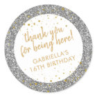 Gold and Silver Glitter Thank You Birthday Favour