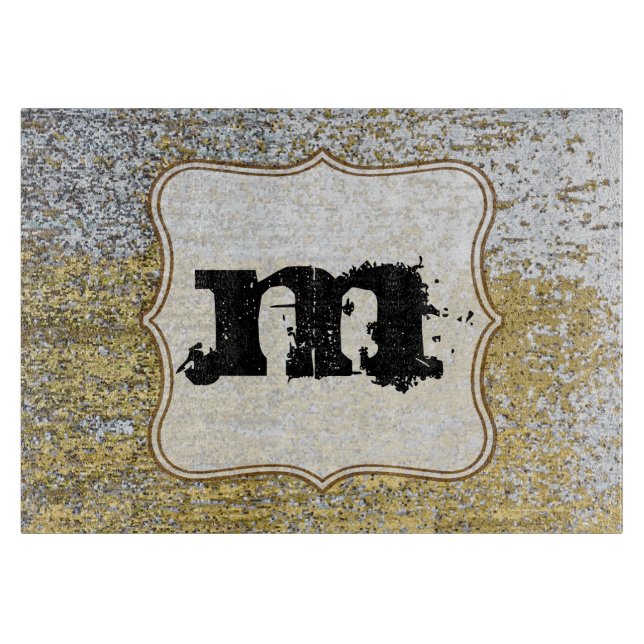 Gold and Silver Grunge Glass Cutting Board (Front)