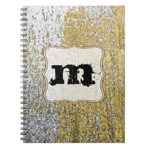 Gold and Silver Grunge Monogram Initial Note Book