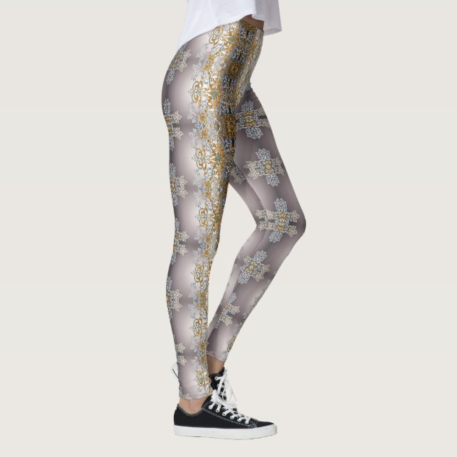 Gold And Silver Lace Tapestry Kaleidoscope  Leggings (Right)