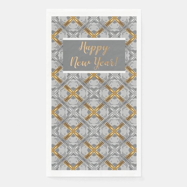 Gold and Silver Laced Medallions Pattern Napkin (Front)