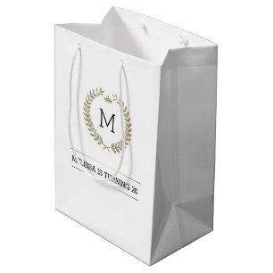 Gold and silver laurel wreath frame  medium gift bag