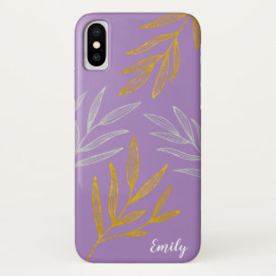 Gold and Silver Leaves Personalised Phone Case