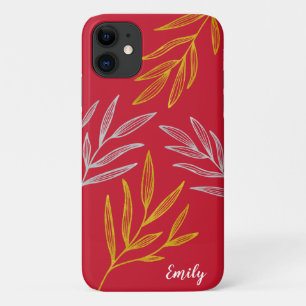 Gold and Silver Leaves Personalised Phone Case