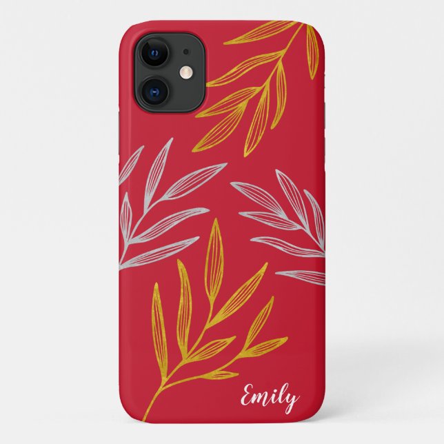 Gold and Silver Leaves Personalised Phone Case (Back)