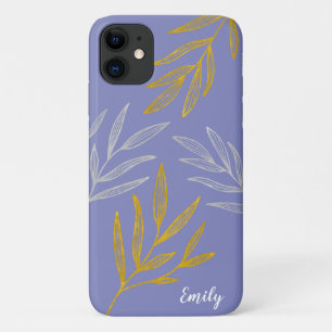 Gold and Silver Leaves Personalised Phone Case