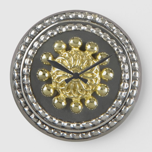 Gold and Silver Medallion Large Clock (Front)