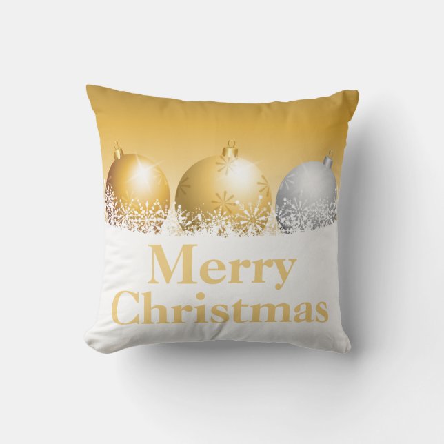Gold and Silver Ornaments Christmas Cushion (Front)